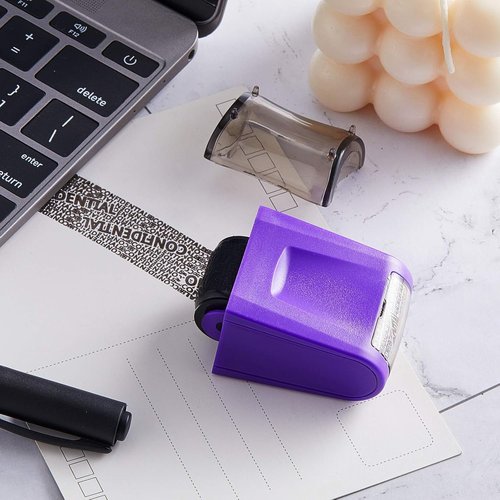 Outus Identity Theft Prevention Roller Stamp - Confidential Privacy Guard for Mail | 2 Pcs Set (Black & Purple)