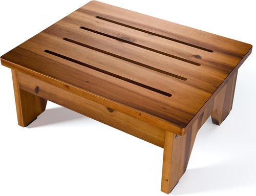 Holana 6" Acacia Wood Step Stool - Heavy Duty 300 Lbs Capacity for Adults & Kids | Ideal for Bathroom & Bedroom