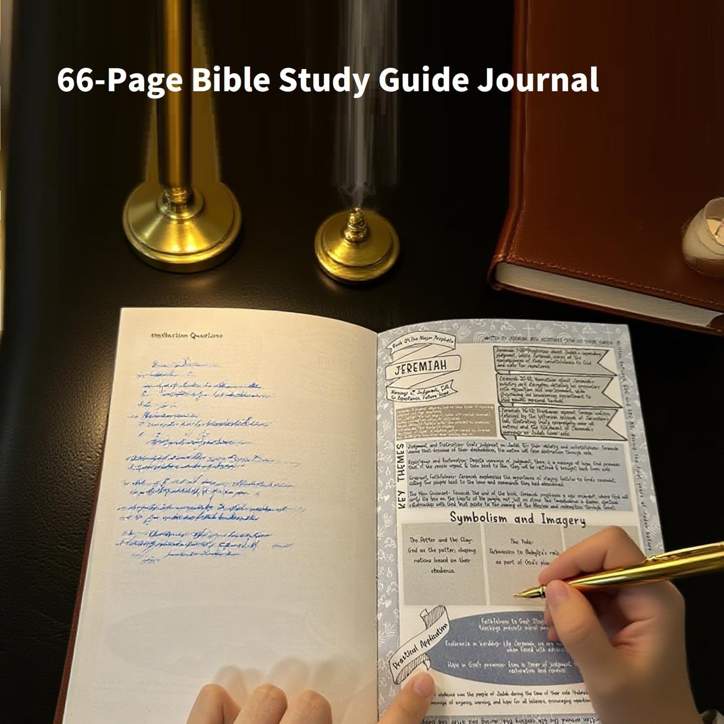 Skiennix Bible Study Guide Journal - 66-Page PU Leather Notebook for Beginners | Daily Scripture Quotes & Prayer Reflections