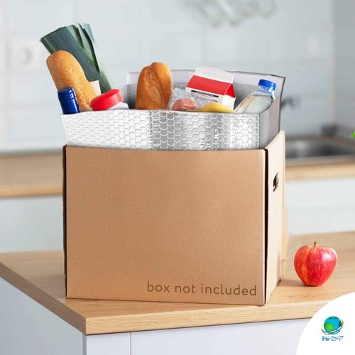 Amiff Foil Insulated Box Liners, 12 x 12 x 12 Inches. 10 Pack Thermal Box Liners for Frozen Food. Leakproof Insulated Shipping Bags for Food. Self-Seal Thermal Insulation Bag with Gusseted Bottom
