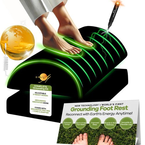 Grounding Mat for Feet Foot Rest for Under Desk at Work Grounding Foot Stool Memory Foam Adjustable Height Back Knee Pain Relief Energy Sleep Comfort Footrest for Gaming Home Office Leg Elevation