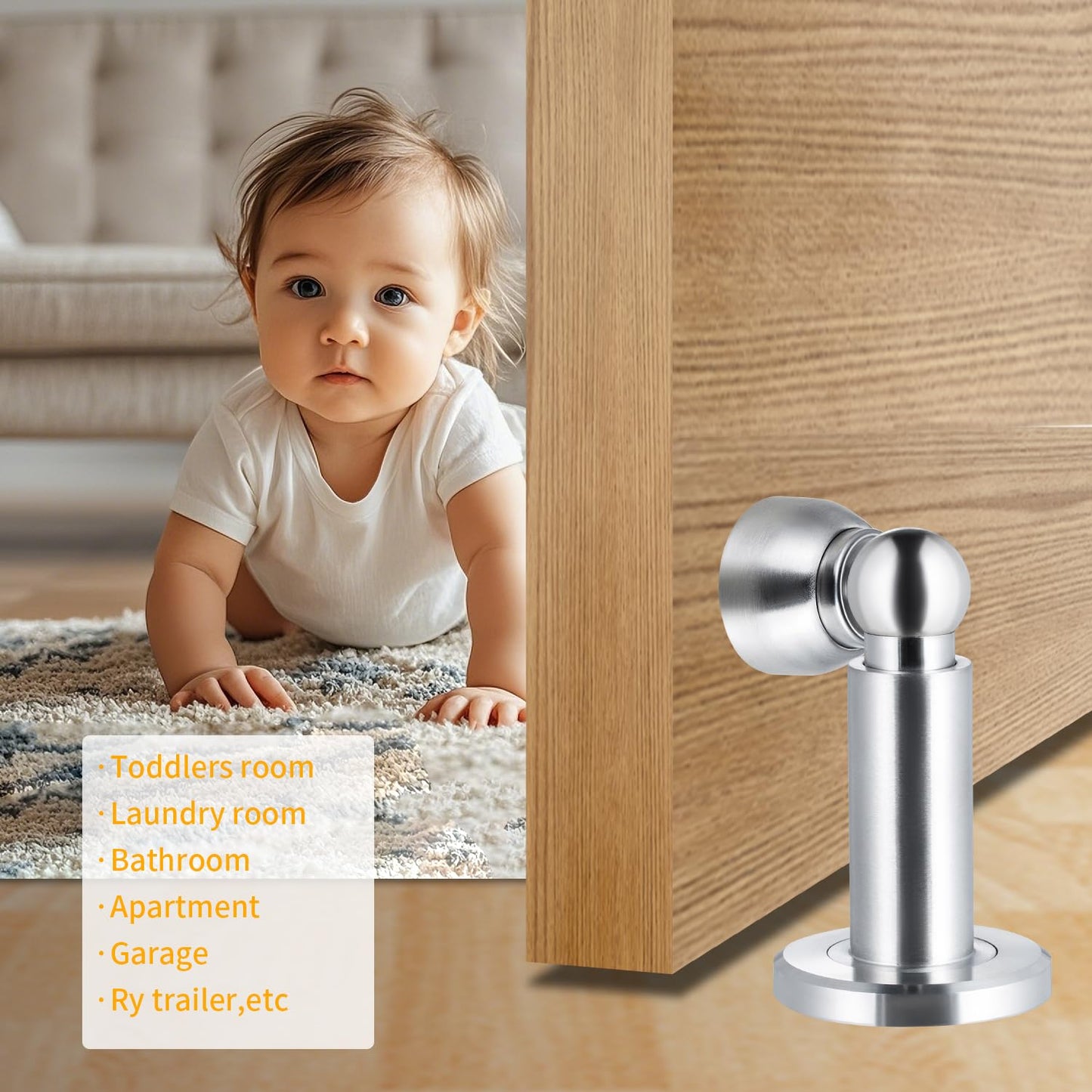TOPTAKE Door Stoppers – Heavy Duty Magnetic Door Stopper for Wall & Bottom of Door – Premium Adjustable Door Stop with Heavy-Duty Windproof Design, Constructed with SUS304 (Stainless Steel-1PCS)