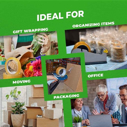 WOD BCST Biodegradable Packaging Tape, Clear, 1 inch x 72 yds (Pack of 10) Cellophane Stationery Eco Friendly Tape for Carton Sealing, Moving, Shipping, & Office