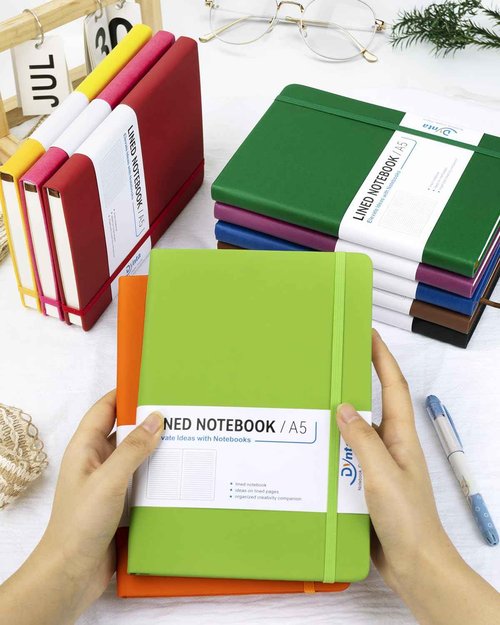 Dynta Hardcover Journal Notebooks, 10 Packs A5 Lined Journals Bulk for Writing 200 Pages/100Sheets, 8.4 x 5.8 inch, 10 Colors Classic Ruled Notebook for Work/Travel/College/Note Taking