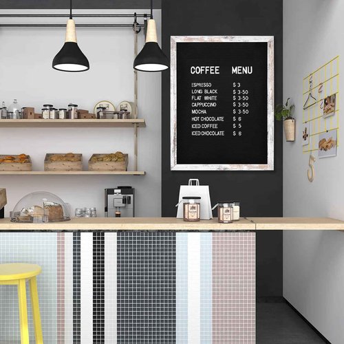 Large Black Felt Letter Board, 24 x 30 inches Changeable Letter Board with Letters, Numbers & Symbols, Wood Frame Black Felt Menu Board for Restaurant(ZMB-6080-1P)