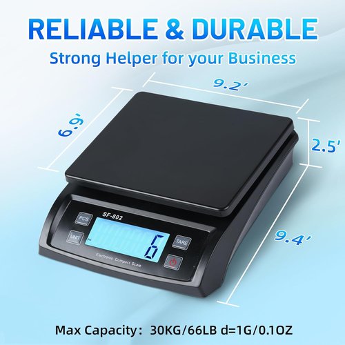 **Precision Digital Postal Scale by [Brand Name] - 66lb Capacity | Backlight LCD & Auto-Off Features**