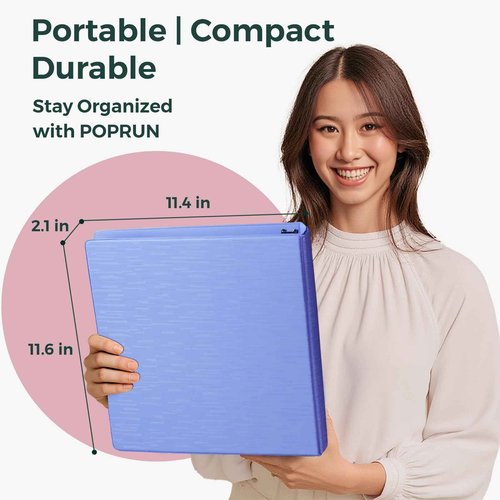 POPRUN 3 D Ring Binder 1.5 Inch, PVC-Free, Holds 375 Sheets of 8.5 x 11 Paper, Extra Durable Organizer with 2 Pockets for School & Office, Heavy-Duty, 4 Pack, Multicolor