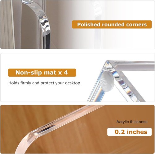 SANRUI Acrylic Desk File Organizer - Clear Magazine Holder with 5 Vertical Compartments for Office Storage