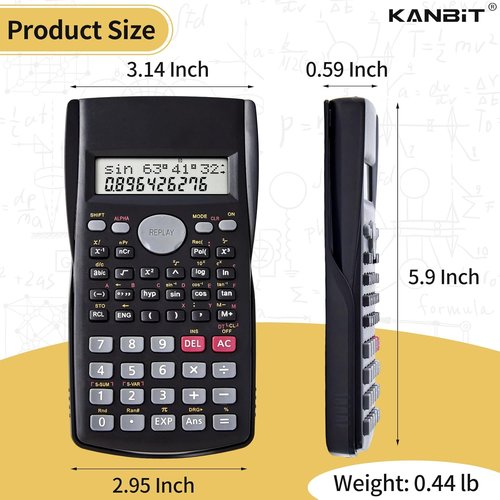Scientific Calculator 2-Pack | 2-Line Clear Display, 240 Functions | Battery Operated for Math & Algebra, Black