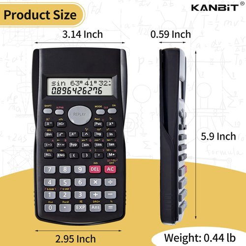 Scientific Calculator 2 Pack,2-Line Clear Display 240 Functions Basic Calculator AAA Battery Operated for Math Algebra Fraction Non Graphing Auto Shut-Off Calculator for Students&Business,Black