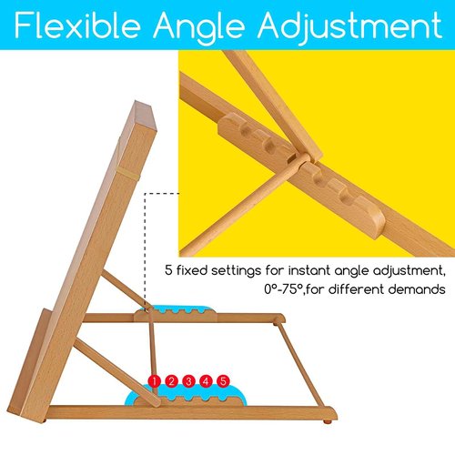 MEEDEN A2 Wooden Tabletop Easel for Painting, 5-Position Adjustable Drawing & Sketching Board with Shoulder Strap, Portable Beechwood Desktop Art Easel Stand for Adults, Artists, Beginners & Student