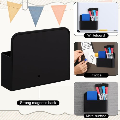 20 Pack Magnetic Dry Erase Marker Holder Bulk Whiteboard Magnetic Marker Holder Pen Pencil Organizer for Classroom Whiteboard Refrigerator Locker Storage (Black)