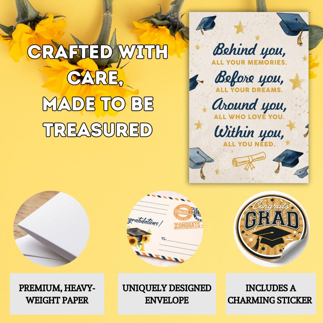 BlinkWishes Graduation Card 2026, Congrats Grad Card with Envelope and Seal, Happy Graduation Cards for Her or Him, Inspirational Grad Greeting Cards