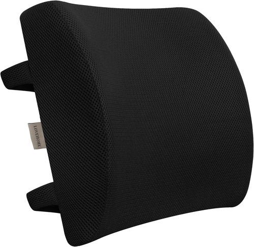Regine Switzerland Lumbar Pillow - Memory Foam Back Support Cushion for Office & Car - Black