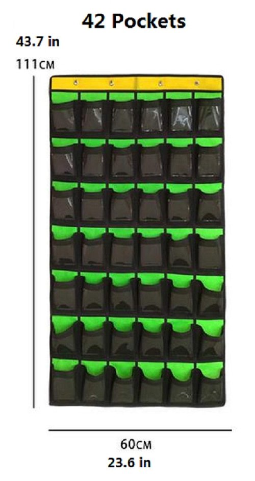 NIMES Hanging Organizer Classroom Pocket Chart for Cell Phones Calculator Holder with DIY Clear Card Pockets (42 Pockets)