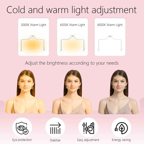 MARYRAIN 34-Inch Nail Light for Desk, 3-Level Dimming Half Moon Light, 3360LM Lamp, Adjustable with Phone Holder, Eye Protection – Ideal for Nail Techs - White