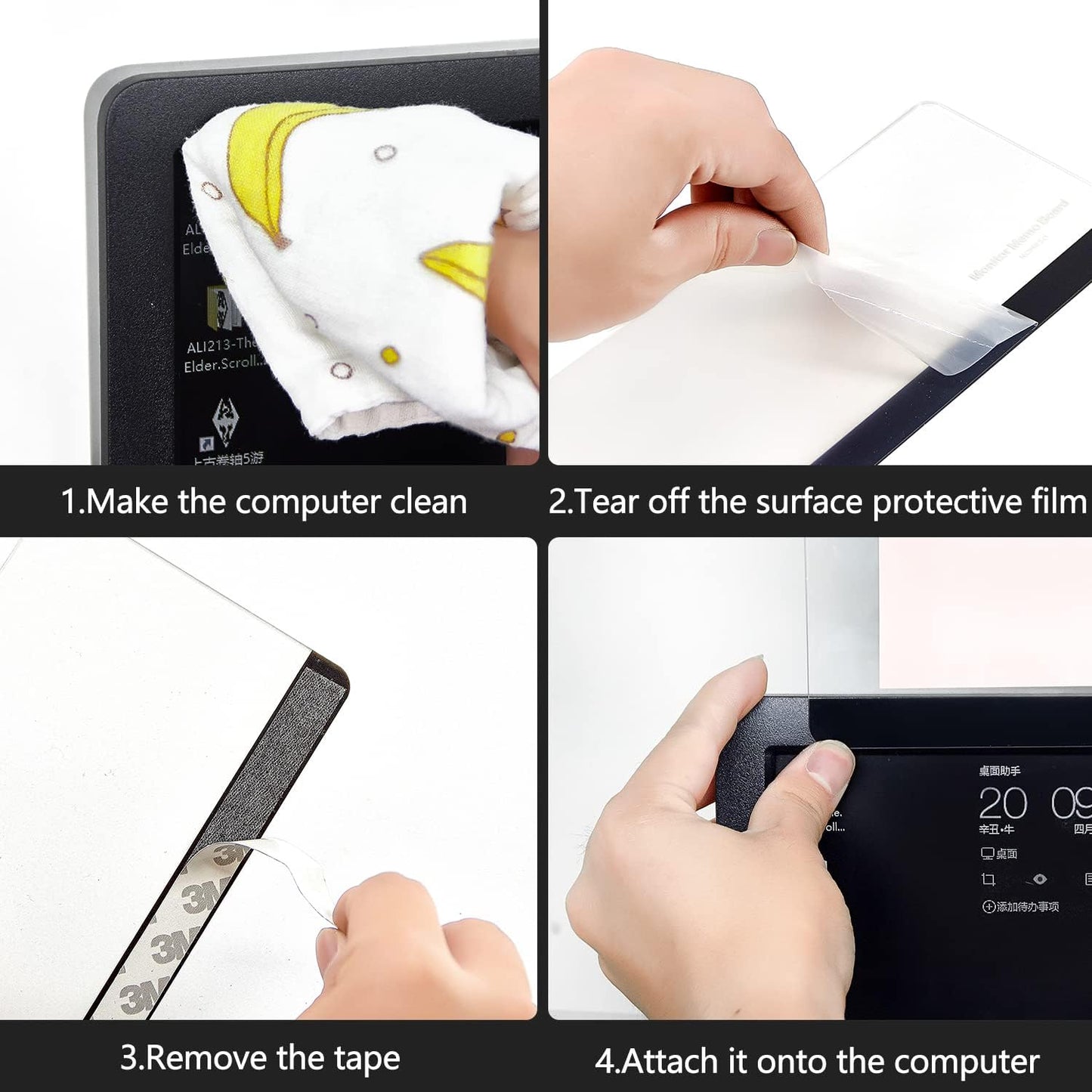 Skiennix Monitor Memo Board - 18" Top Mount Sticky Note Holder | Message Board for Easy Organization