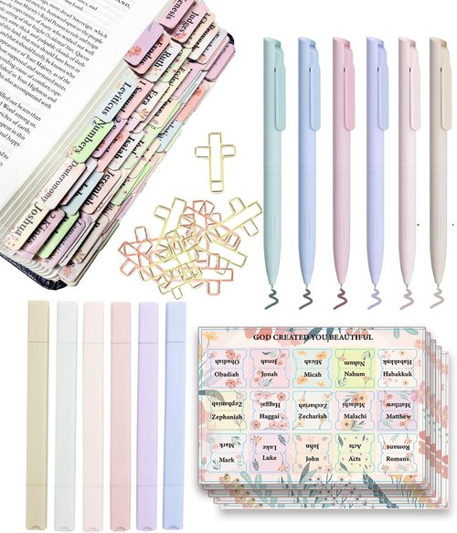 Bible Journaling Kit - Bible Highlighters, No Bleed Pens & Cross Paper Clips | Complete Set