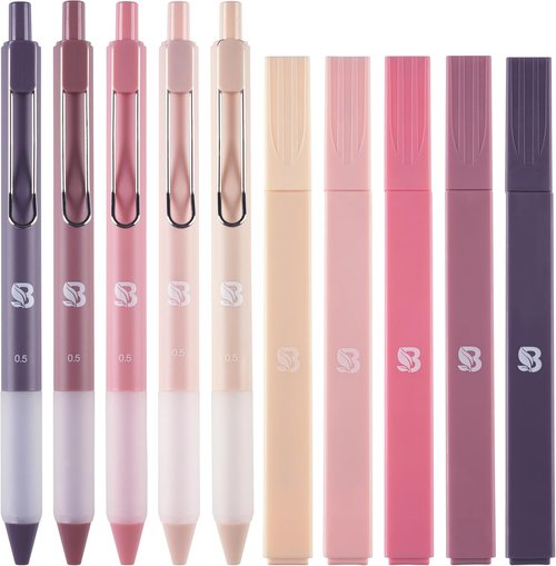 BLIEVE Aesthetic Highlighters & Gel Pens - Soft Tip, No Bleed, Fast Drying | Perfect for Bible Journaling & Planner Notes (Morandi)