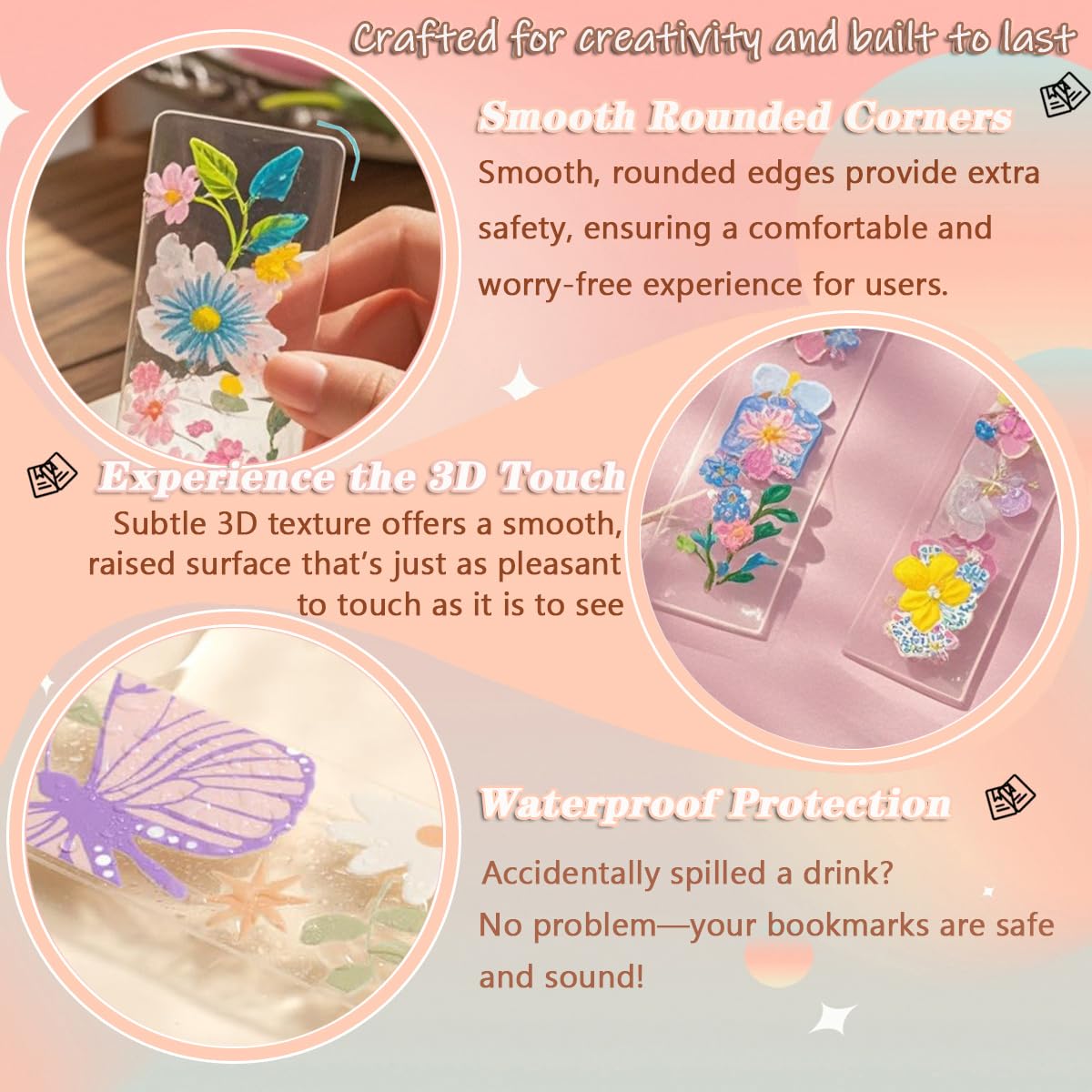 Qrhky 86PCS Acrylic Bookmark Blanks Kit, 20PCS Blank Bookmarks with 25PCS Mixed UV DTF Sticker, 20PCS Ribbon, 20 Holographic Bags, 1PCS Tweezers, Clear Bookmark Kit for DIY and Gifts