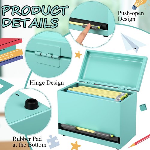 Mifoci Pencil Dispenser Holder for Classroom Pastel Stainless Steel Pencil Holder for up to 200 Pencils Reusable Metal Straw Dispenser for Home Office Restaurant Teachers Supplies Storage(Green)