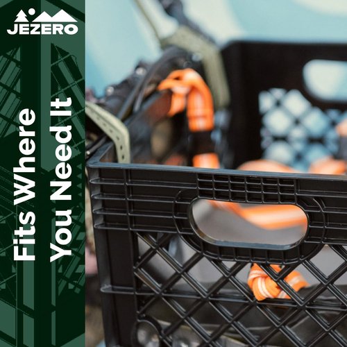 JEZERO Milk Crate for Household Storage: The Ultimate Storage Tote for Groceries, Garages, Kayaking & Outdoor, Stackable Storage | Black, Rectangle, Single, 13" x 11" x 19”