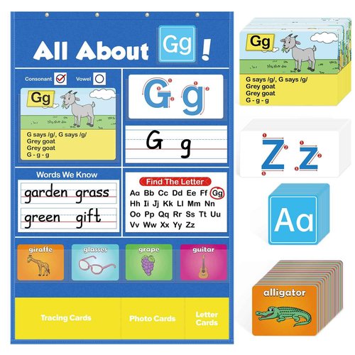 Torlam Circle Learning Time Center Pocket Chart Calendar Set, Alphabet Learning Wall Chart ABC Flash Cards Learning Games for Kids Homeschool Preschool Kindergarten Learning Activities Must