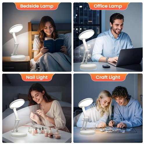 One Fire Cordless Desk Lamp for College Dorm Room,Dimmable Battery Powered Lights,3600mAh Rechargeable Wireless Table Lamp,Small Mini Lamp&Portable Classroom Light for Dorm,Bed,Reading,Home,Nail,Craft