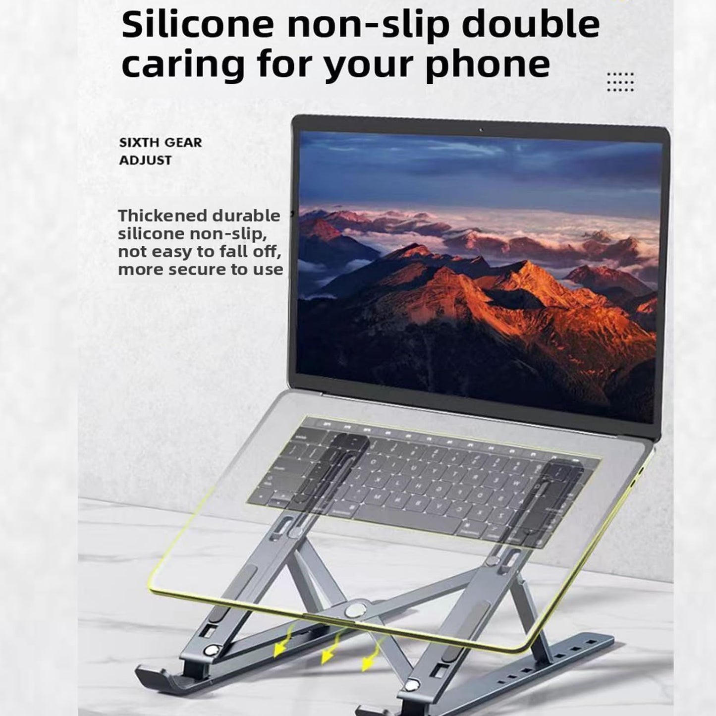 Portable Folding Laptop Stand, Height-Adjustable Laptop Cooling Stand, Minimalist Desktop Elevating Stand (White)