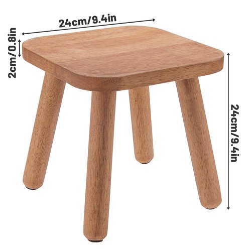 Wooden Step Stool for Adults, Kitchen Stepping Stools with Four Assembled Legs and Non-Slip Pads, Portable One Step Foot Stool Sitting Stool for Bathroom, Living Room, Bedroom (Walnut Color)