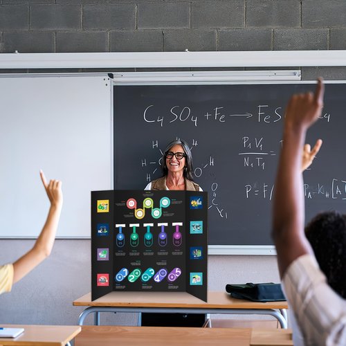 4 Pack Black Trifold Poster Board 24" X 36", IKAYAS Poster Boards, Science Fair Display Boards Posterboard Foamboard for Mounting, Prints,Art,Display,Projects Classroom Supplies