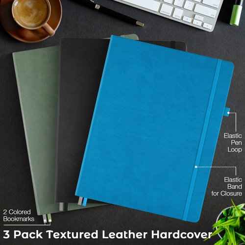 3 Pack Notebooks College Ruled, Hardcover Journaling Notebooks for Work, Lined Notebook Journal for Women Men, 192 Thick Paper, 7.5"x 10", B5 Large Notebook, Professional Business Notebook, Multicolor