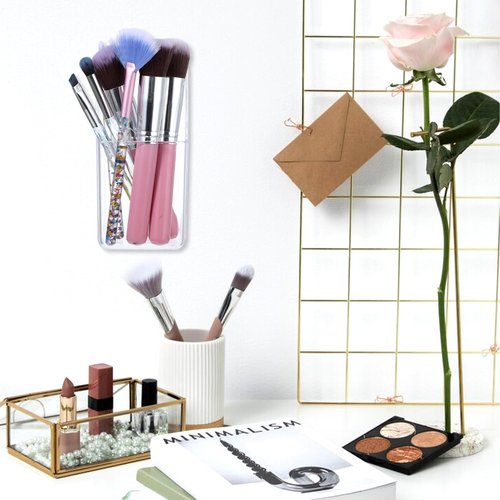 4 Pieces Acrylic Remote Control Holder Clear Wall Mount Media Organizer Single Compartment Pen Holder for Wall Pencil Holder TV Remote Holder Wall Mount Storage Box for File Makeup Marker Brush Phone