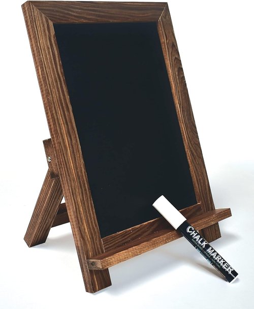 Better Office Products Framed Chalkboard Sign - Rustic Wood Frame, 9.5" x 14", Magnetic with Ledge & Stand, Includes White Chalk Marker