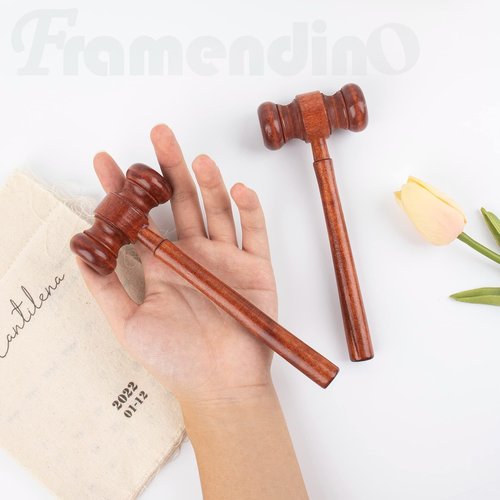 Framendino, Mini Wooden Gavel Prop Judge Hammers Courtroom Lawyer Gavels Justice Costume Accessories for Auction Sale (4)