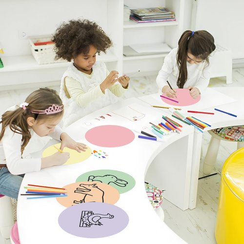 12PCS Pastel Dry Erase Table Dots 11 Inch Circles Spots Decals Colorful Removable Marker Stickers with Plastic Scraper for School Classroom Wall Whiteboard Teachers Students Supplies