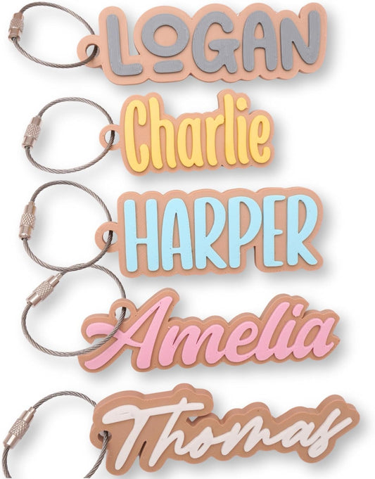 Skiennix Personalized Backpack Name Tags - Custom Kids Keychains for Diaper Bags & Lunch Boxes
