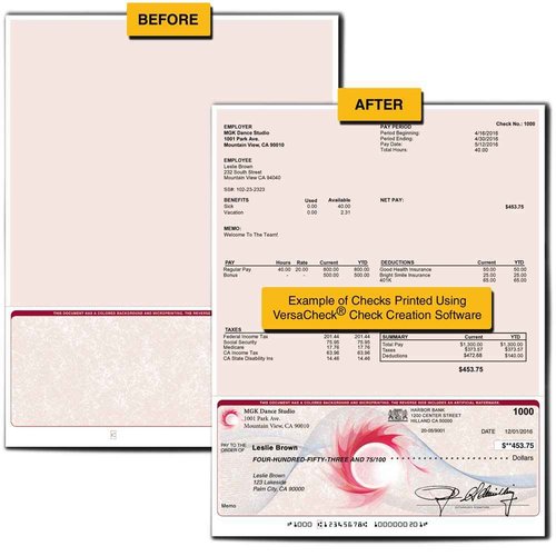 VersaCheck Secure Checks - 250 Blank Business Voucher Checks - Burgundy Classic - 250 Sheets Form #1002 - Check on Bottom