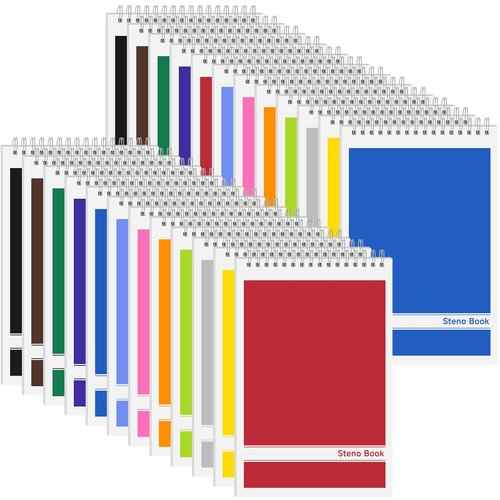 24 Pack Steno Pads 6x9 Spiral Notebooks Bulk 12 Assorted Colors Note Pads 60 Sheets Gregg Rule Writing Paper, Steno Notebooks for Students Teachers Men Women Professionals Office School Recording