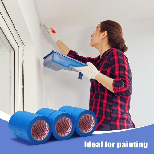 Fyguard 18 Rolls Painters Tape 2 Inches Wide Blue Painters Tape 18 Roll x 1.89 Inch x 55 Yards Blue Masking Tape for Home Decoration DIY Furniture