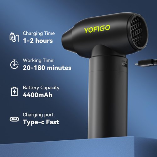 Compressed Air Duster – 150000RPM Rechargeable Electric Dust Blower in 4-Gear Adjustable with 4400mAh Battery, Mini Aluminum Handheld Compressed Air Cleaner for Computer, Keyboard, Car & Home