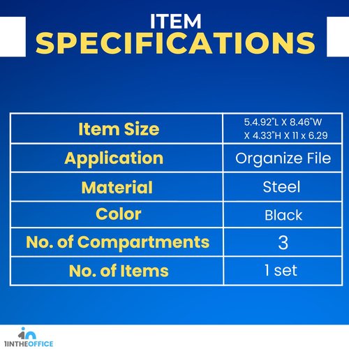 1InTheOffice Desk Baskets and Organizers Tray, Black Mesh Tray, Black Wire Mesh, 3-Compartment Stackable
