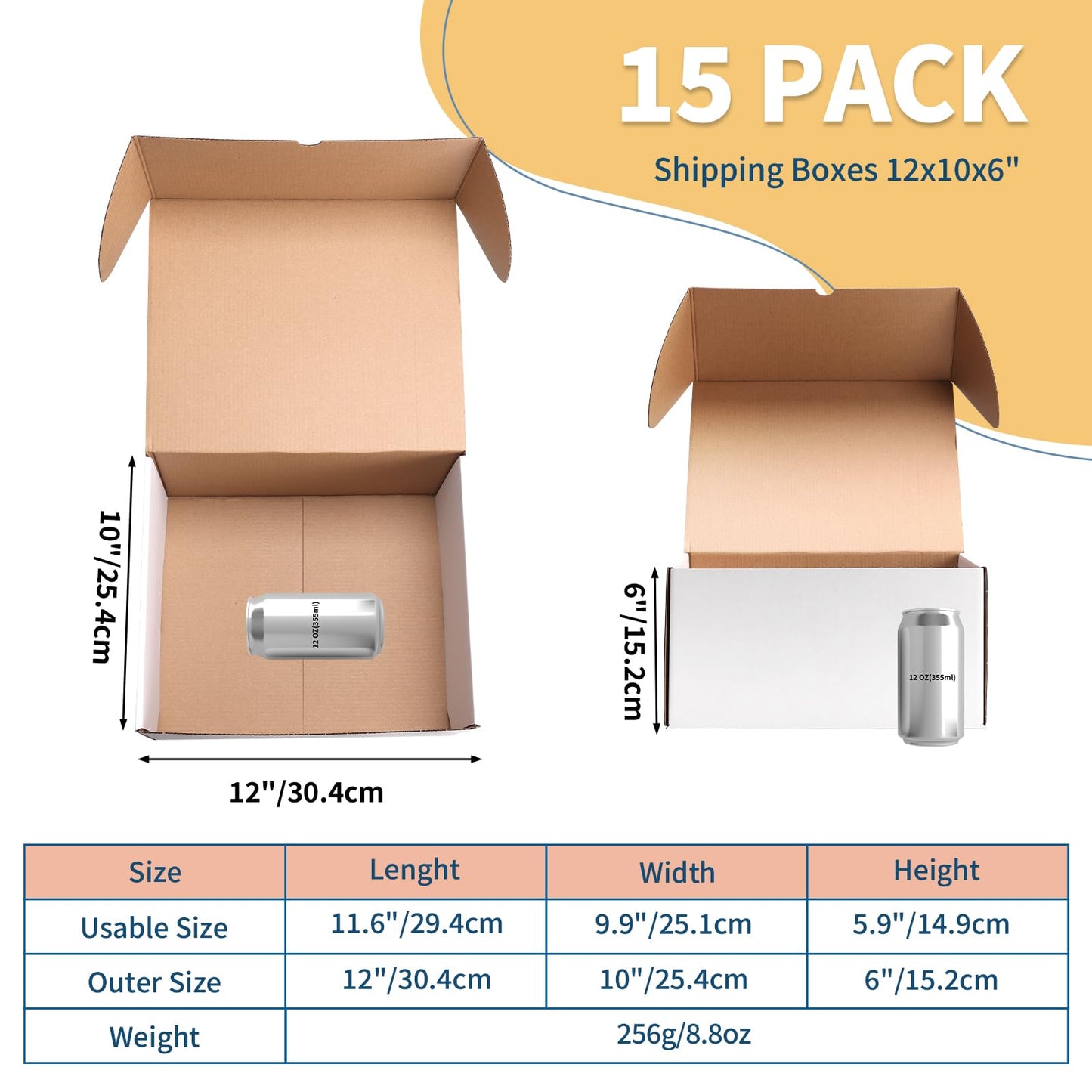 ZBEIVAN 12x10x6 White Shipping Boxes Set of 15, Corrugated Cardboard Mailer Boxes for Packaging Small Business Mailing Gifts