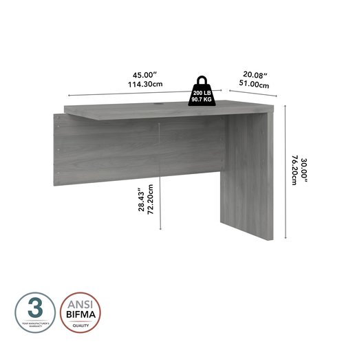 Bush Business Furniture Echo Desk Return/Bridge, Modern Gray