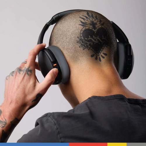Skullcandy Crusher Evo Wireless Bluetooth Headphones with Multi-Sensory Bass and Charging Cable, Noise Isolating Over-Ear Fit, Up to 40 Hours Battery, Microphone for iPhone Android - True Black