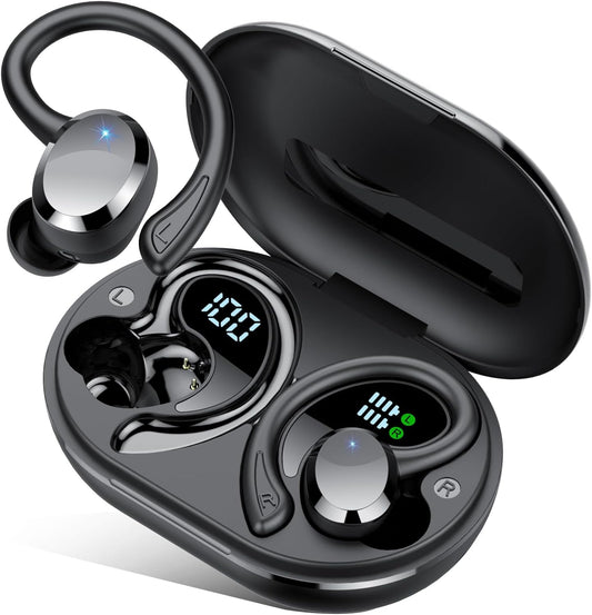 Sprtoybat Bluetooth 5.4 Sports Wireless Earbuds - 68Hrs Playtime, IPX7 Waterproof, Noise Cancelling Mic