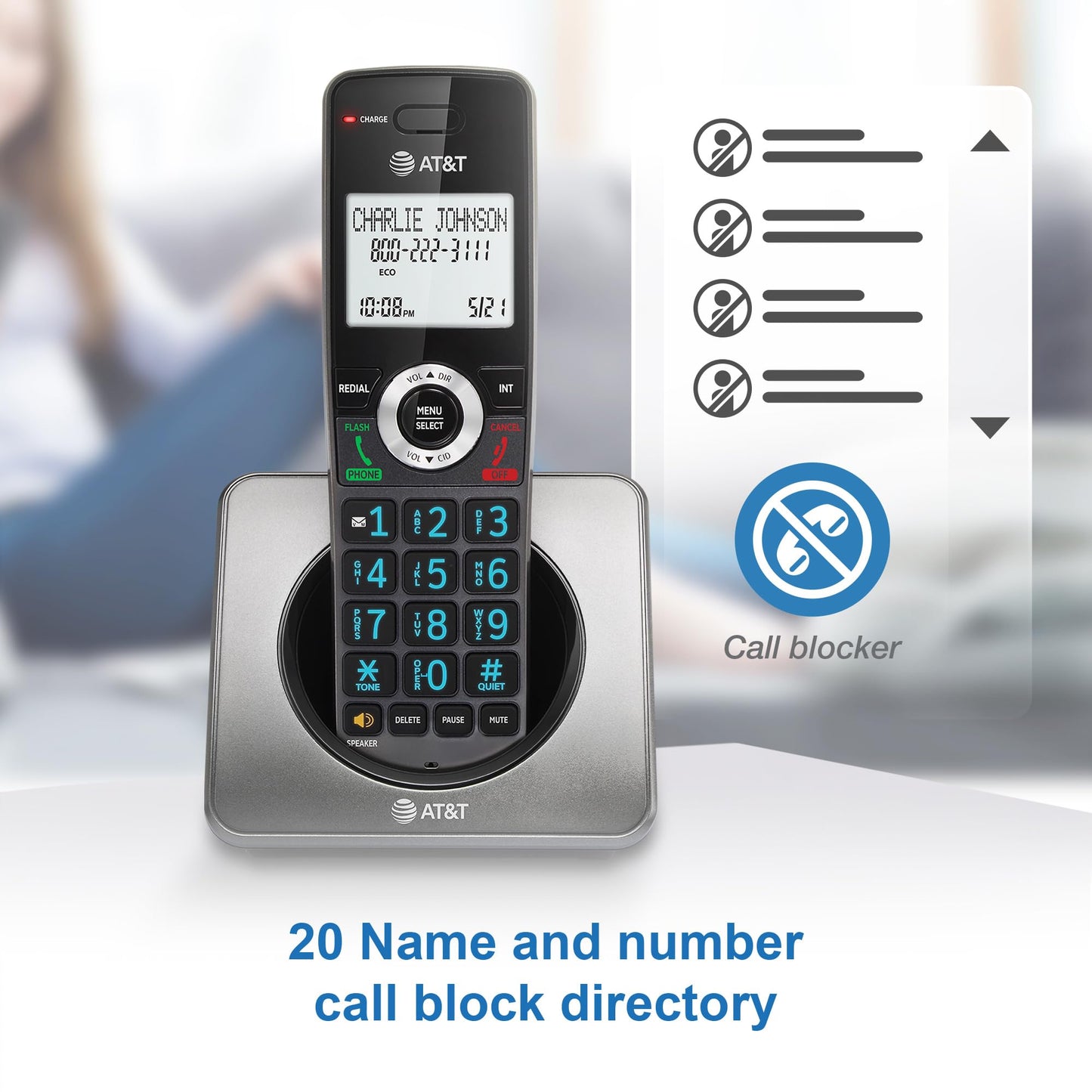AT&T GL2101-4 DECT 6.0 4-Handset Cordless Phone, Graphite & Black