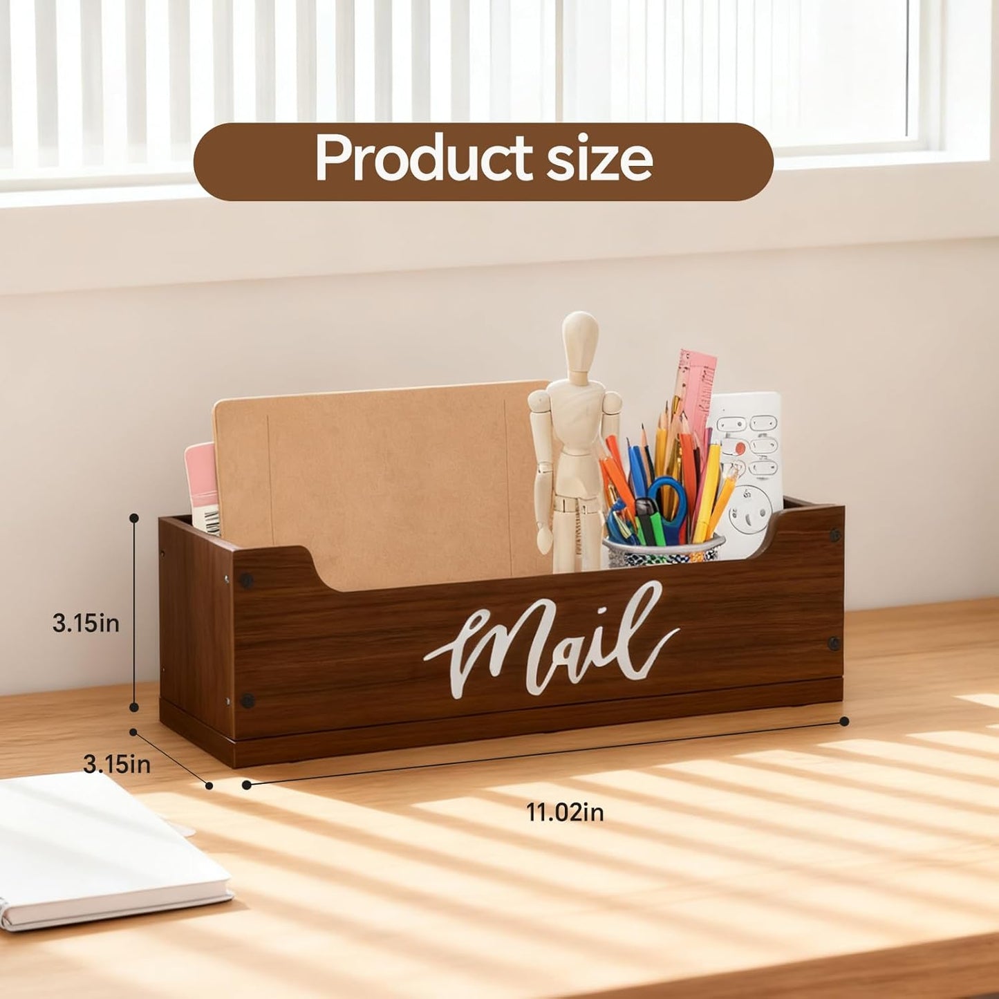 Skiennix White Wooden Mail Organizer - Stylish Countertop Design in Walnut and White