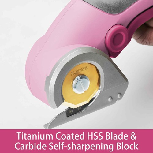 ZEITE 4V Cordless Scissors,Electric Cardboard Box Cutter with Titanium Coated HSS Blades,Pink