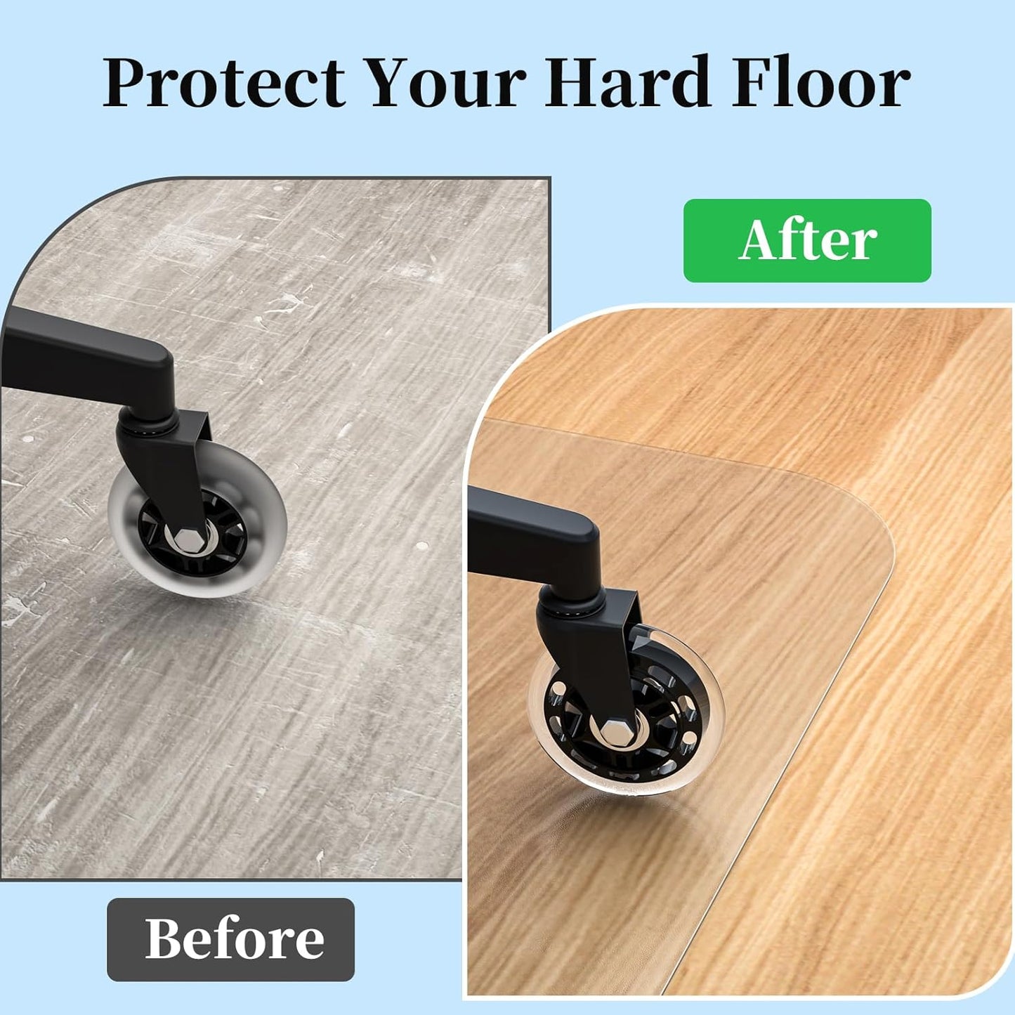 Tonaus Office Chair Mat - 30" x 48" Transparent PVC Floor Protector for Hardwood Floors